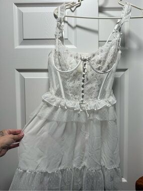 For Love & Lemons White Lace Bustier Chemise